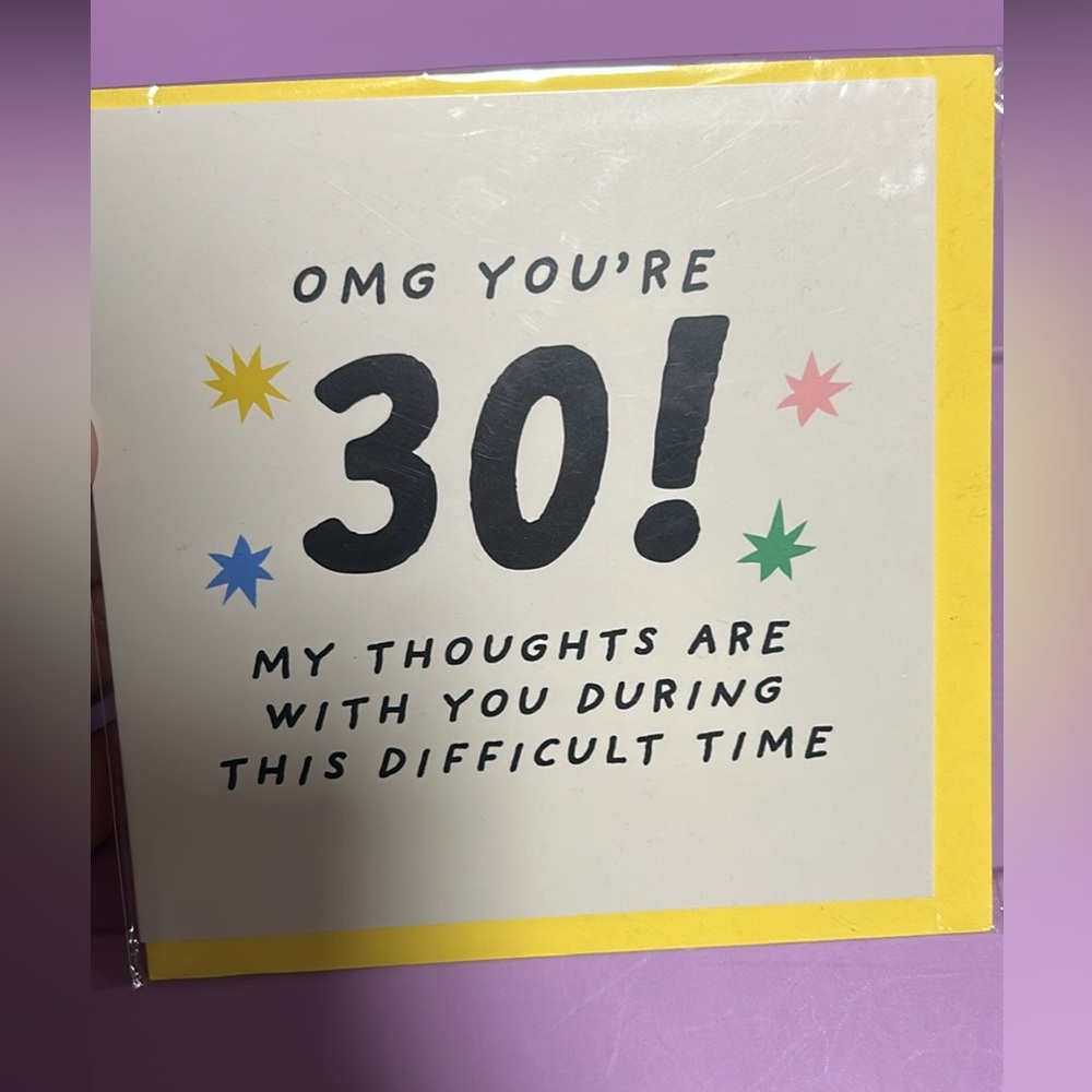 Humorous 30th Birthday Card with Yellow Border